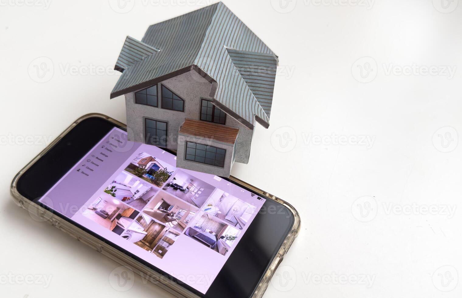 remotely futuristic depiction of smart home technology, security and home appliances, concept of integrated smart home system, IoT, automation and household management concept photo