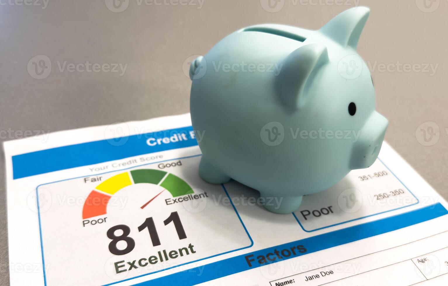 CREDIT SCORE text on notebook on graph background photo