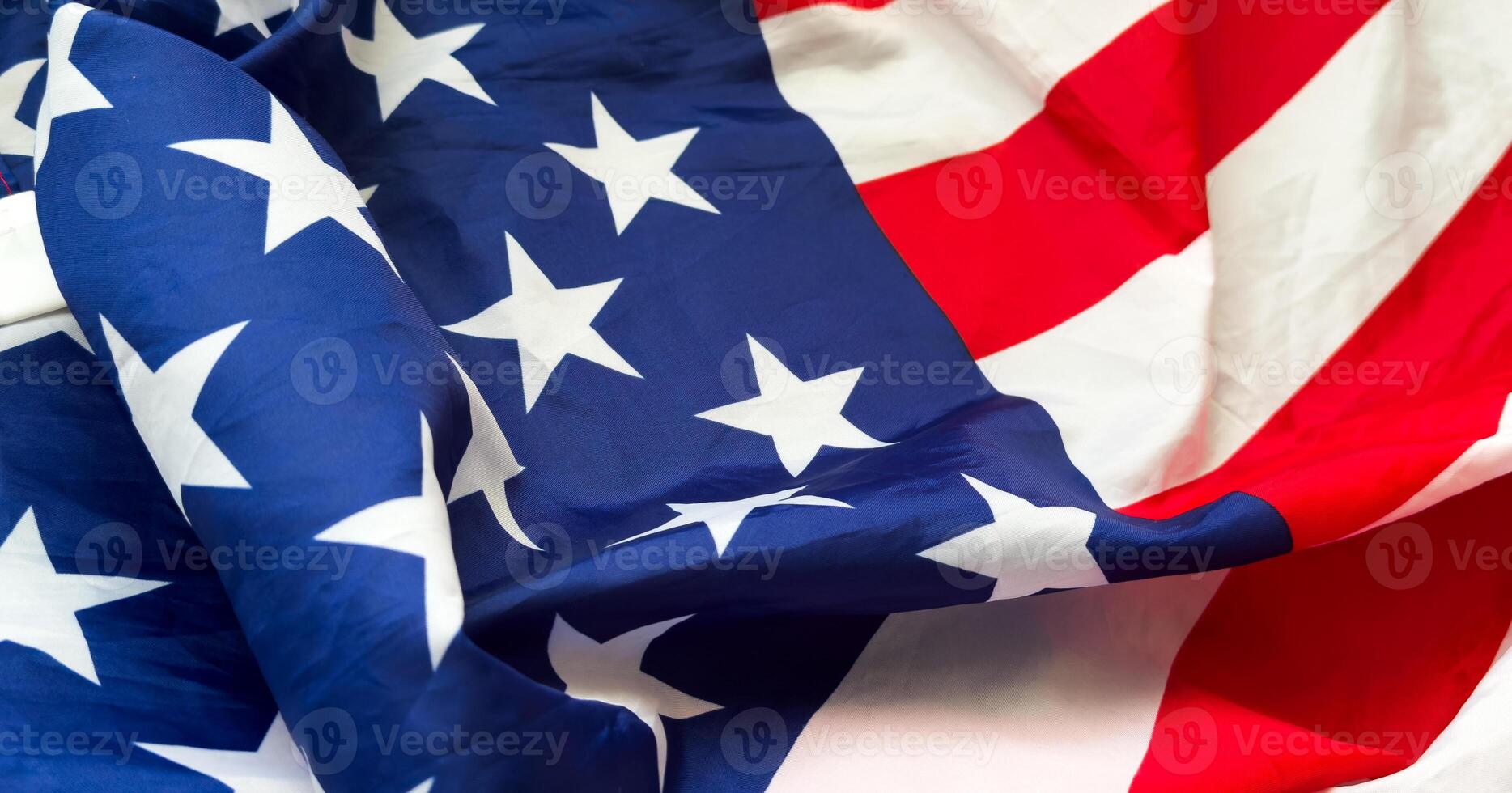 Texture of sackcloth with the image of the American flag. photo