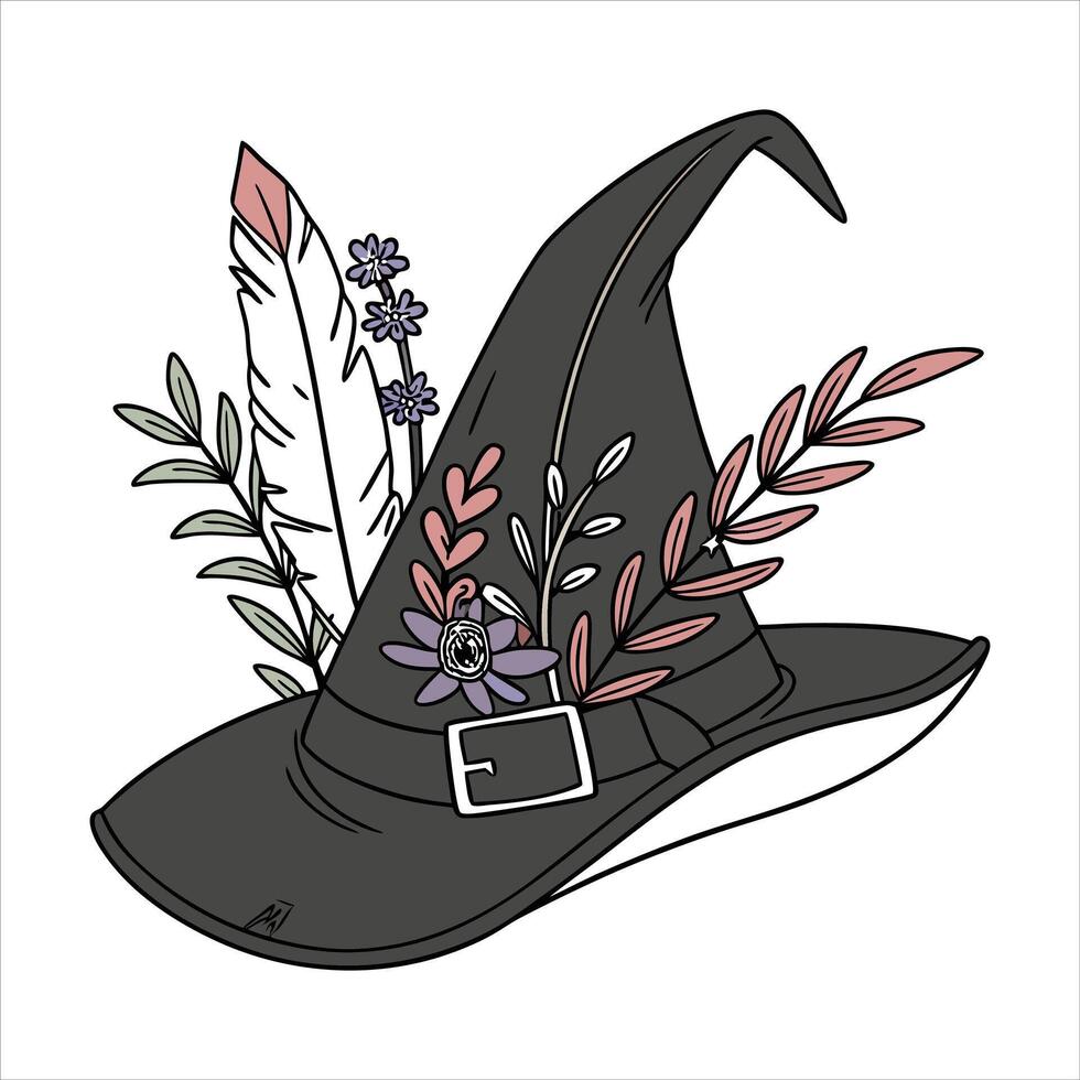 Feathered Witch Hat vector