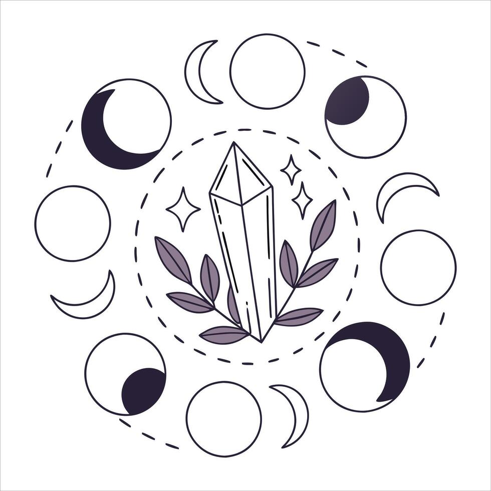 Celestial Moon Decoration With Flowers vector