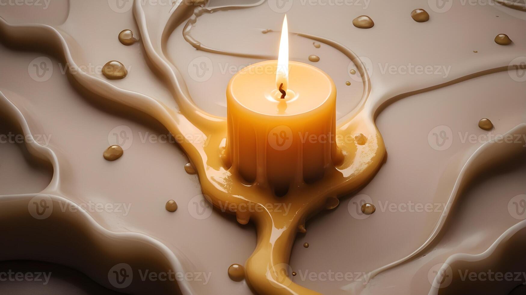 A detailed close-up of layered, solidified candle wax drips and flowing curves. photo