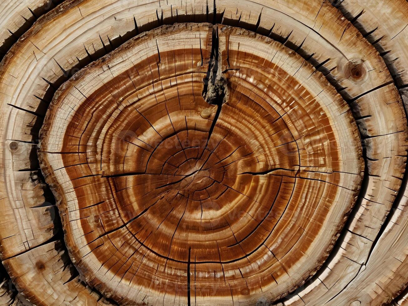 A finely detailed photograph of tree rings with visible growth lines and wood fibers. photo