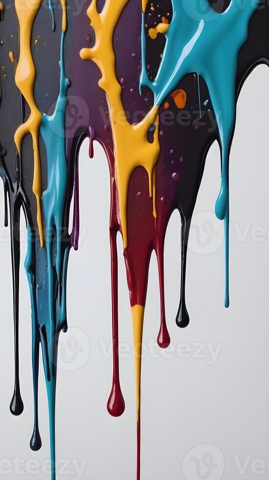 A detailed perspective of wet paint forming natural, flowing streaks. photo