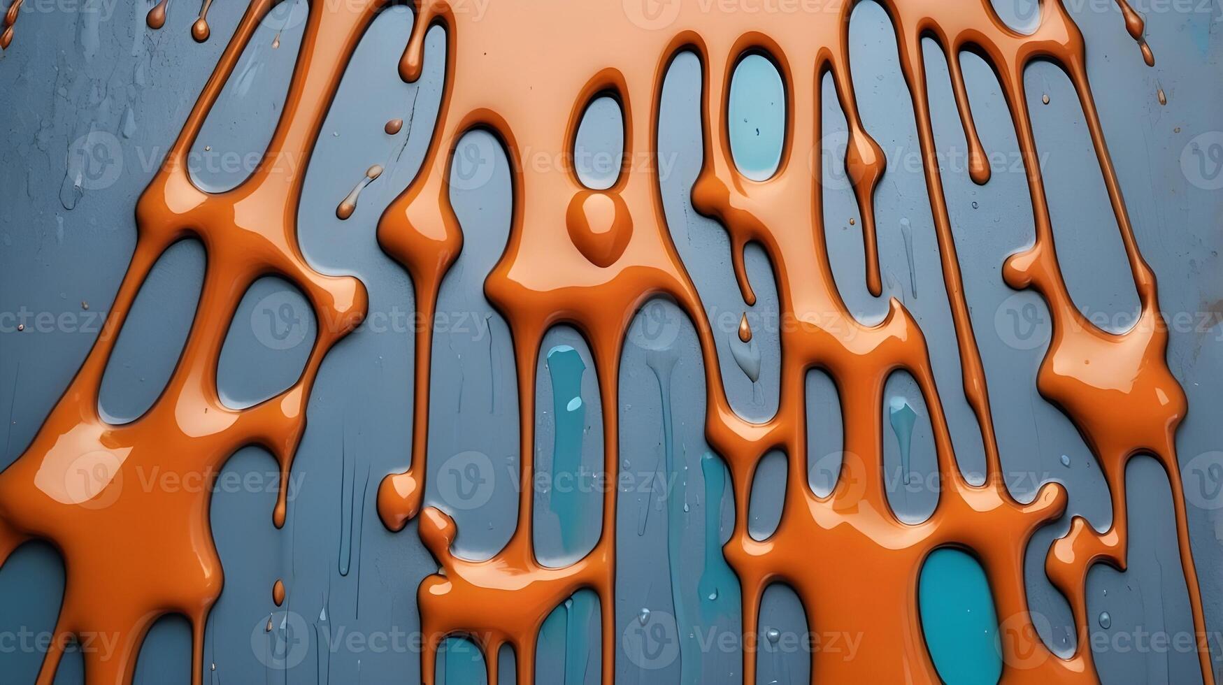 A detailed view of glossy wet paint streaking into organic shapes. photo