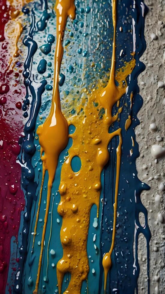 A high-resolution shot showing wet paint dripping into soft, natural shapes. photo