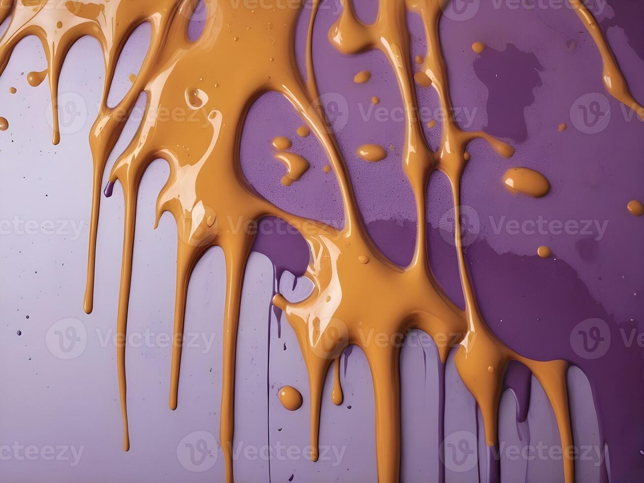 A high-resolution view of wet, glossy paint dripping down in smooth patterns. photo