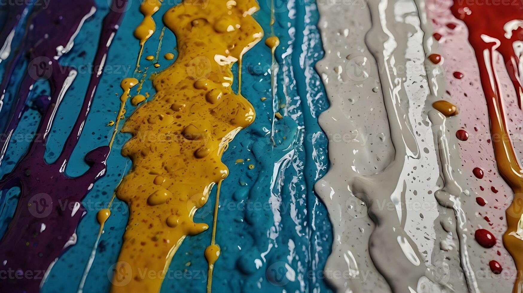 A close capture of dripping wet paint forming natural streaks and swirls. photo