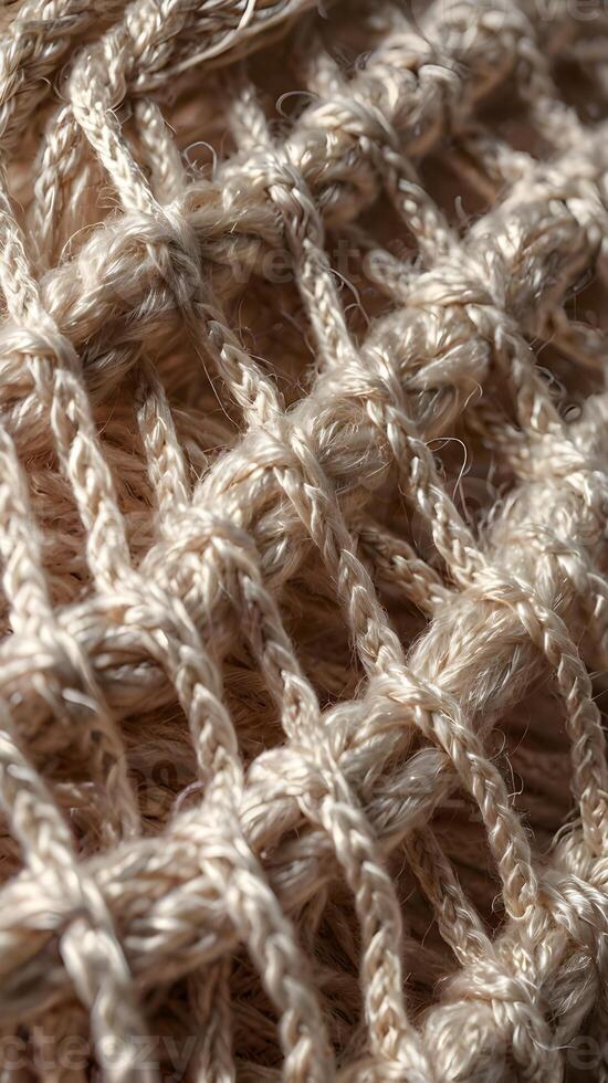 A macro view showing the texture of interwoven fabric threads. photo
