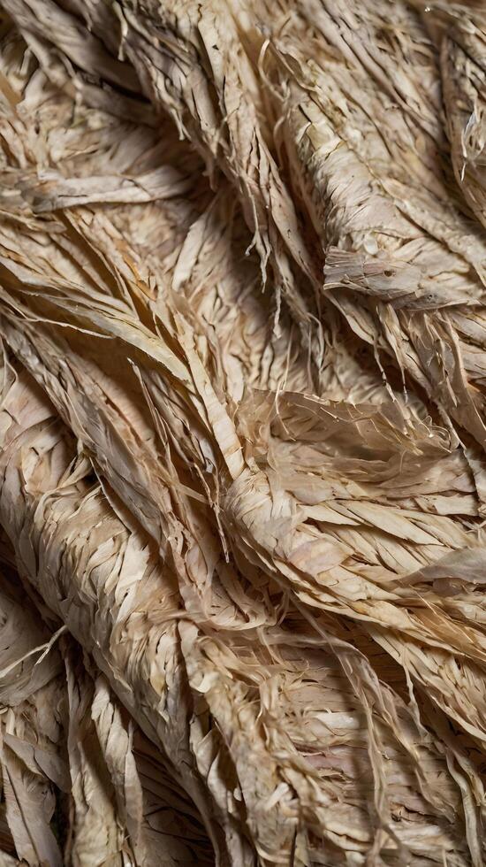 A macro view of rugged, uneven fibers on torn paper. photo