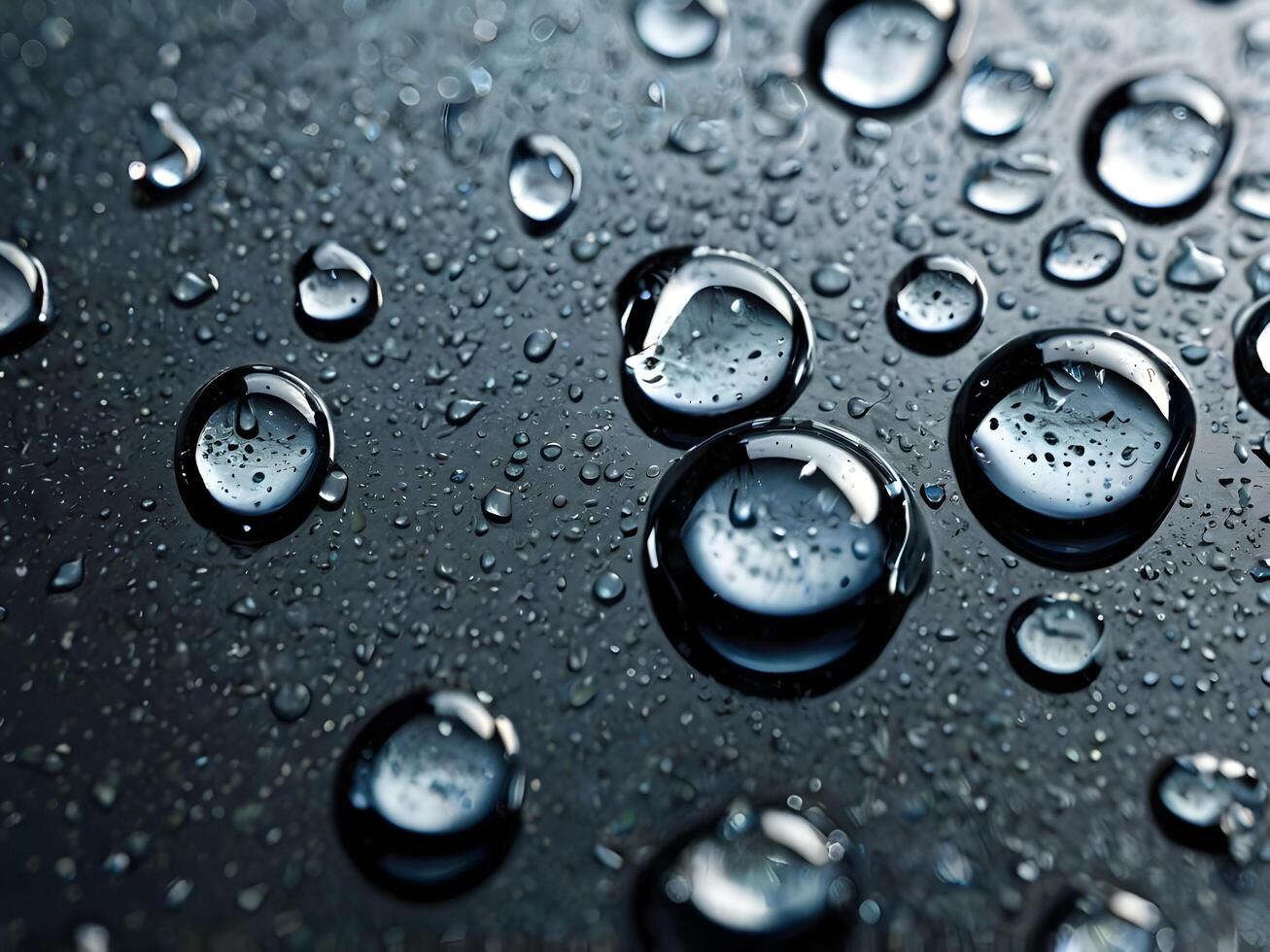 A high-definition capture of water droplets resting on metal. photo