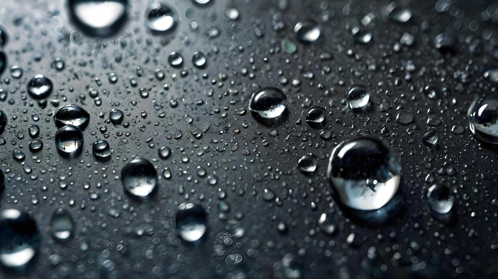 A close-up image highlighting water droplets on a reflective metal surface. photo