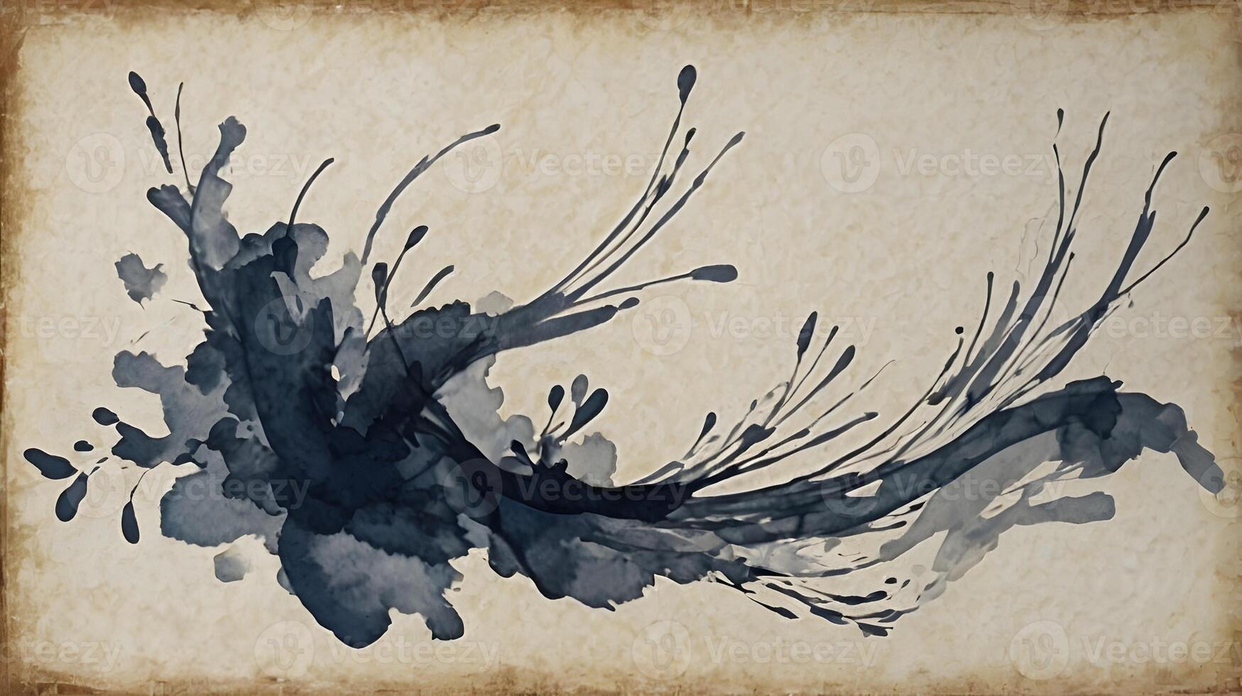 A macro capture of soft ink patterns forming on fine rice paper. photo