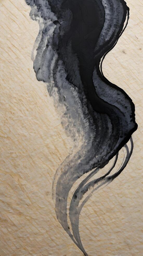 A macro view of gentle brush strokes spreading across fragile rice paper. photo