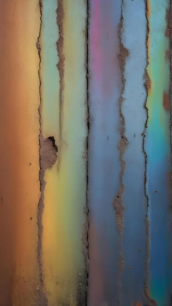 A macro shot of heat-affected metal, showing multicolored oxidation textures. photo
