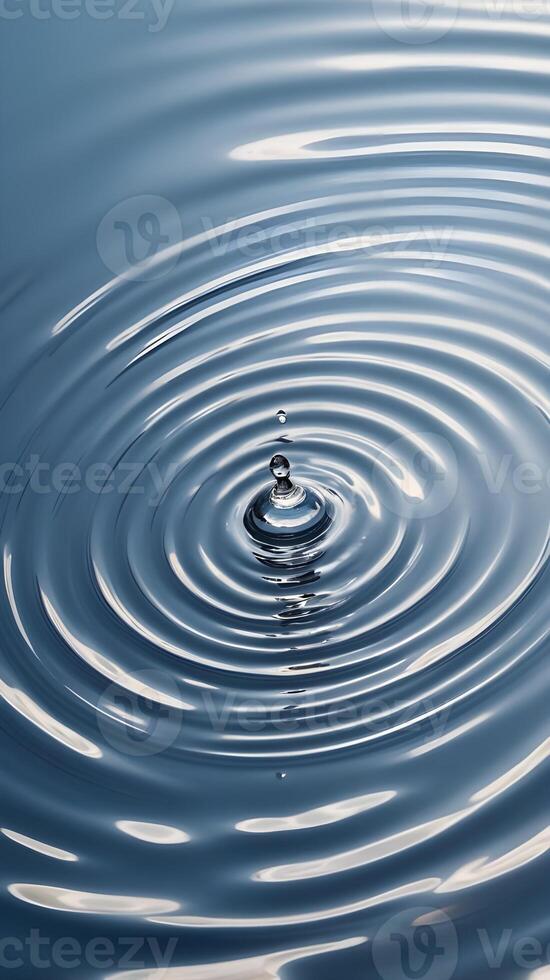 A close-up of smooth water ripples radiating light in circular patterns. photo