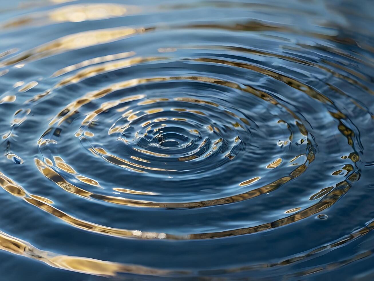 A close-up macro shot of gentle water ripples forming circular light reflections. photo