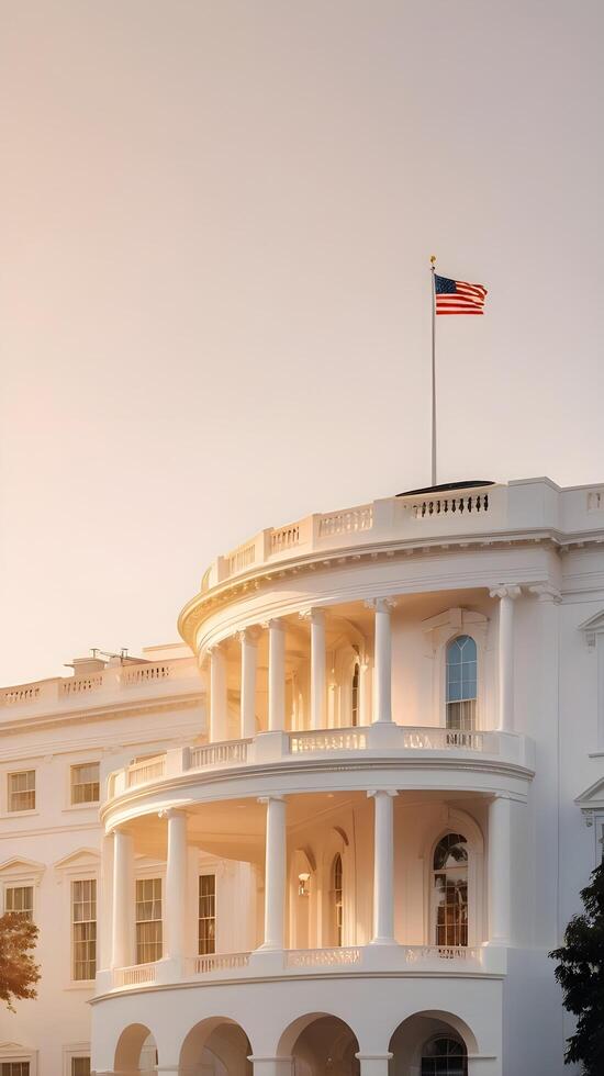A gentle morning glow highlights the White House, complemented by a gradient sky that provides a great canvas for Presidents Day messages. photo