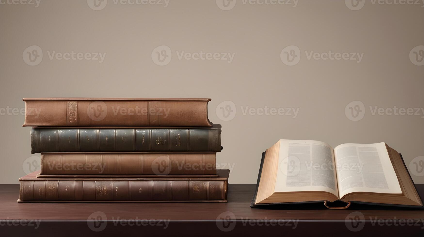 A timeless academic setting with rows of historical books and American documents, leaving space for Presidents Day text. photo