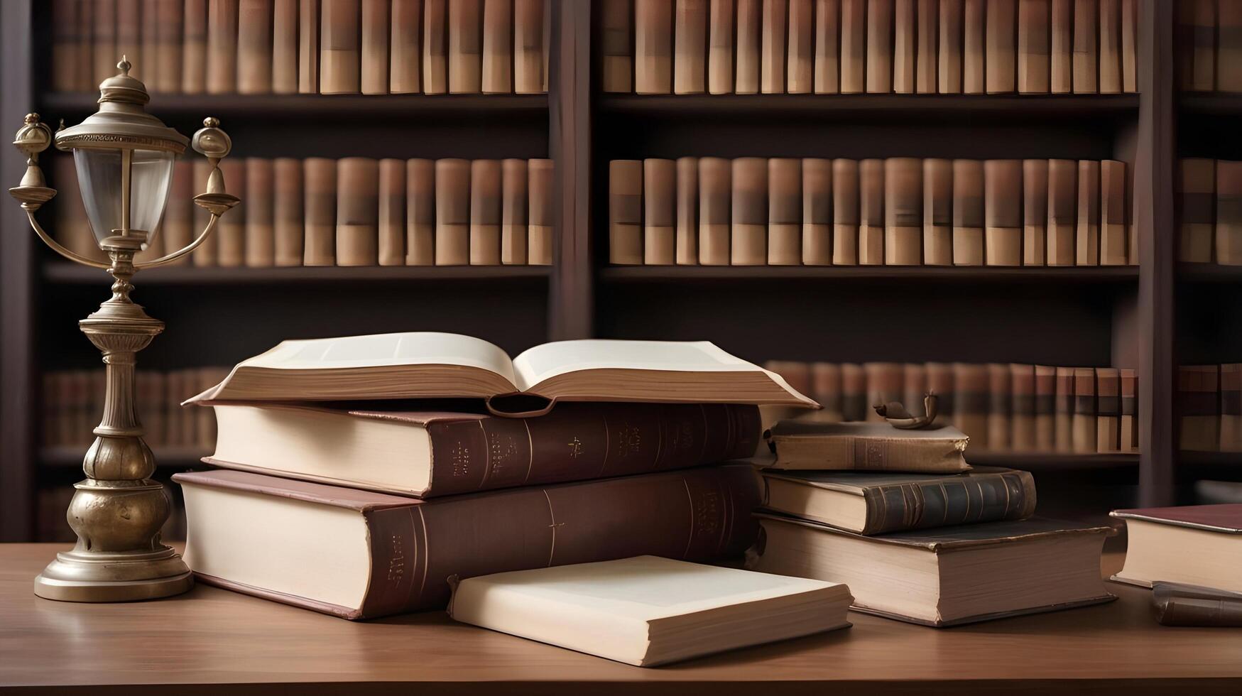 A historical library filled with American documents and classic books, creating space for Presidents Day messaging. photo