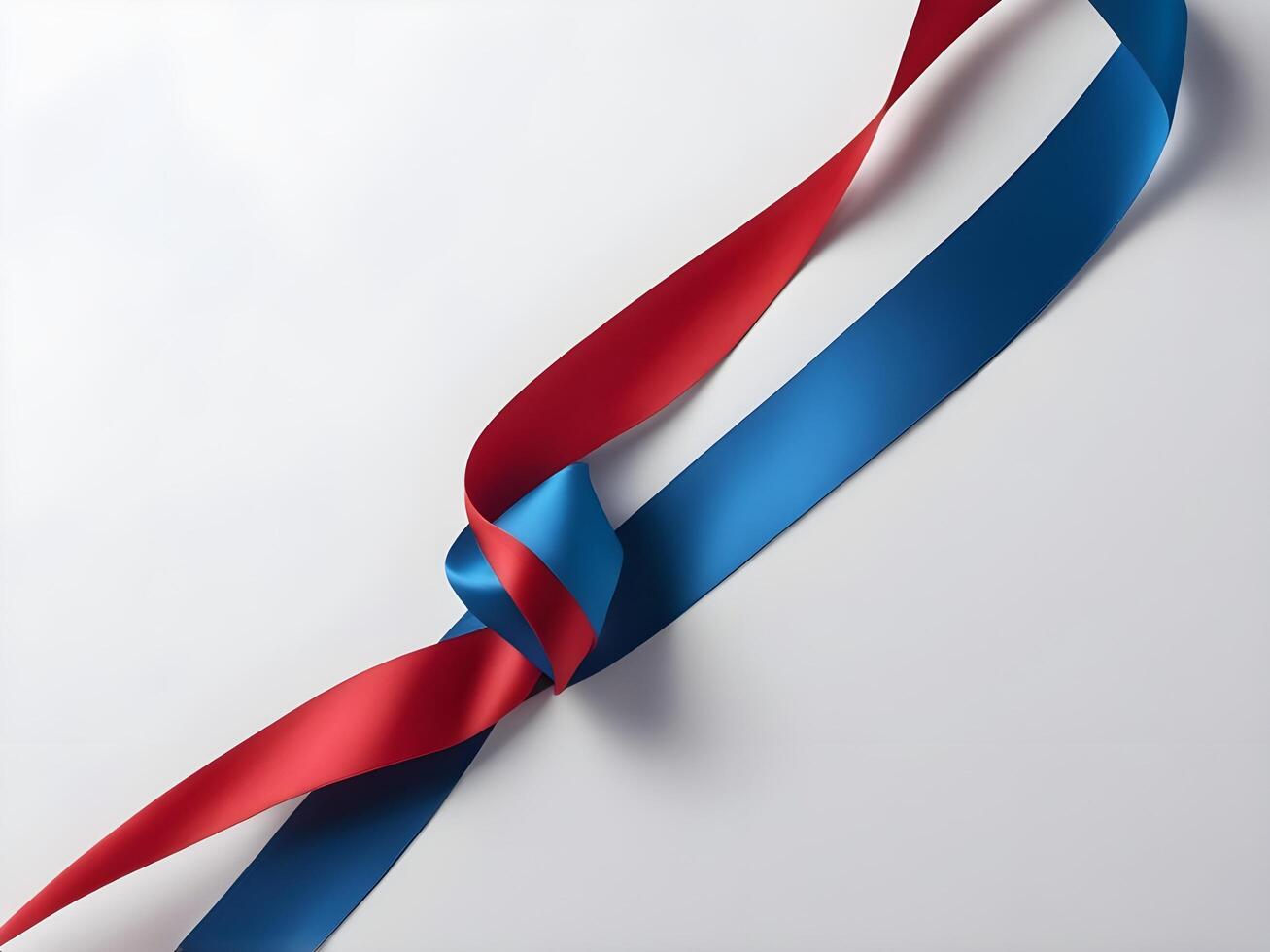 A close-up of red and blue silky ribbons elegantly twisted, with ample room for Presidents Day copy. photo