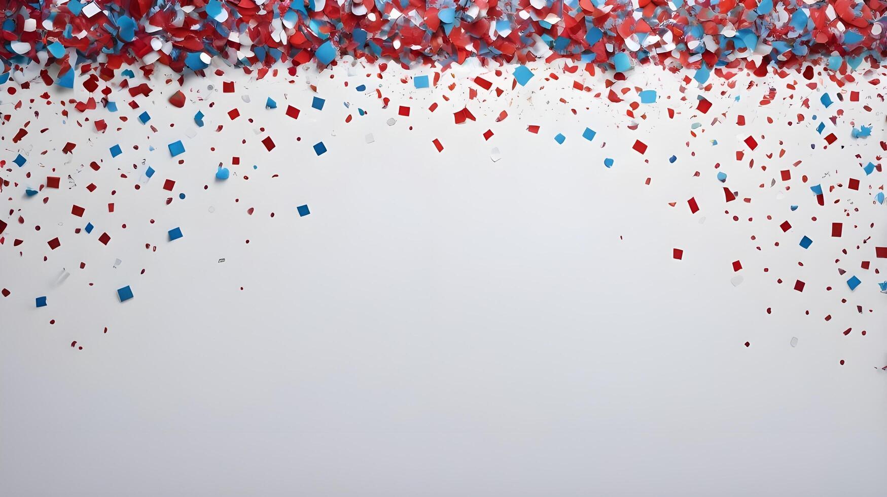 A festive red, white, and blue confetti shower, with an empty space in the middle for Presidents Day messaging. photo