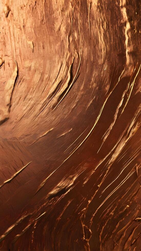 A macro photograph of brushed copper glowing with rich reddish highlights. photo