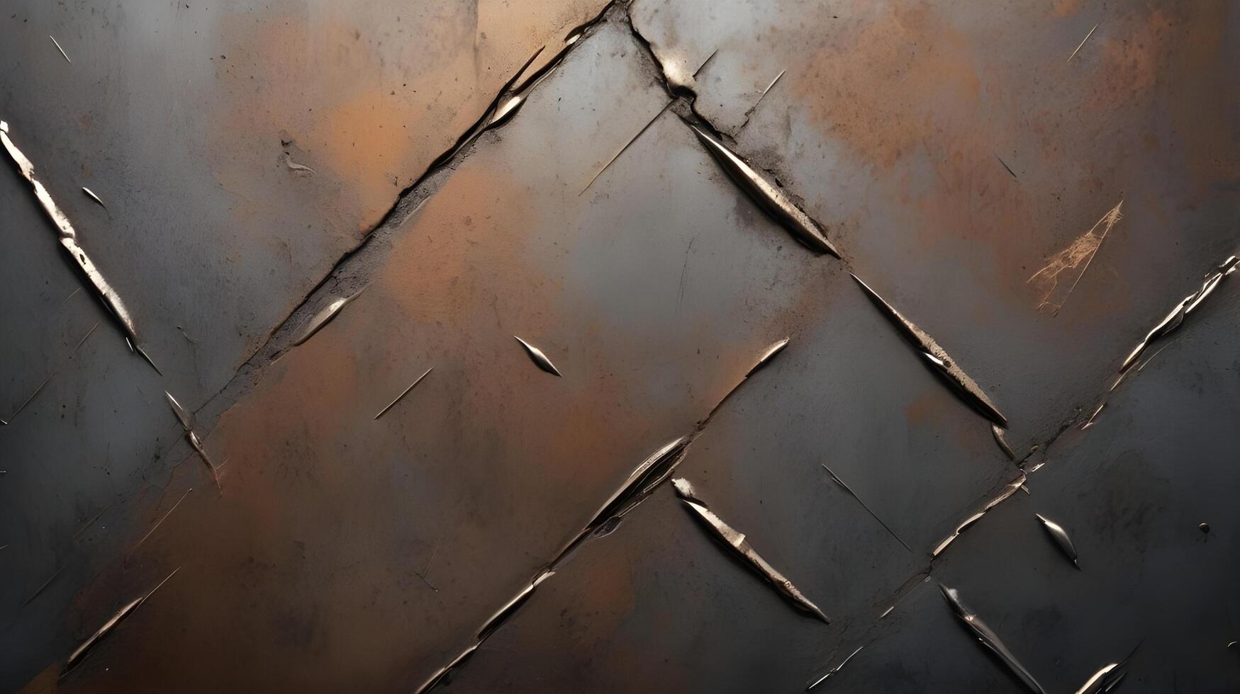 A macro shot revealing dirt and scratches on industrial metal. photo