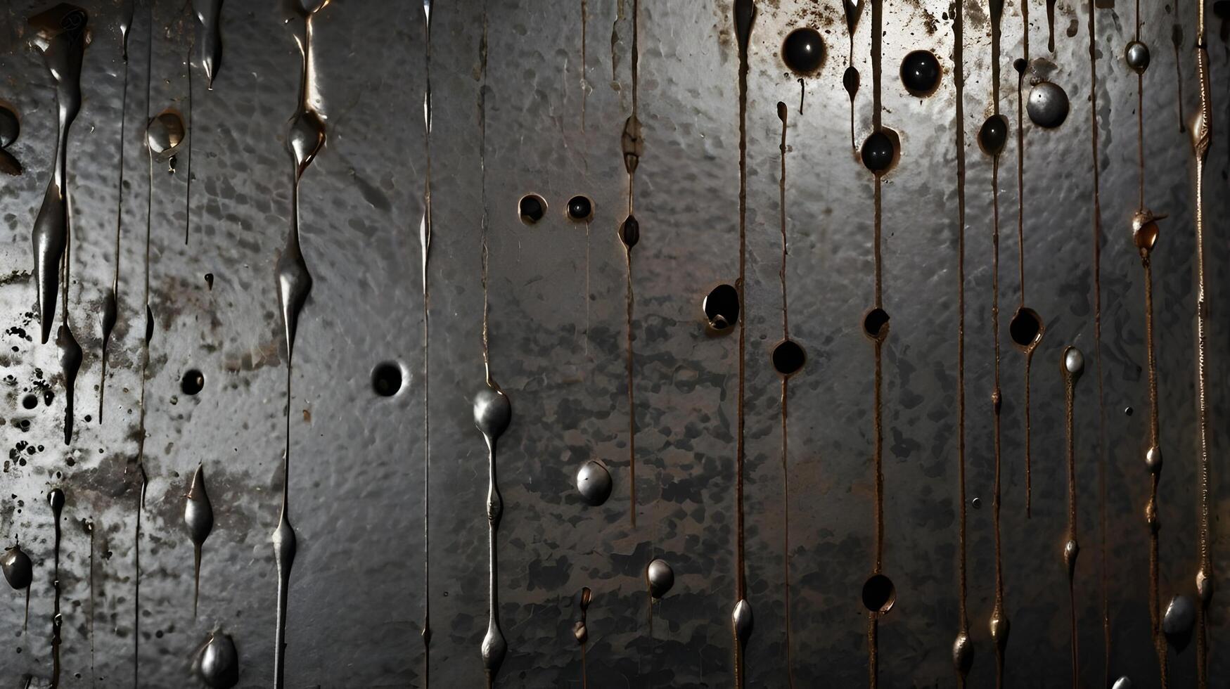 A macro image highlighting scuffed metal with dirt accumulation. photo