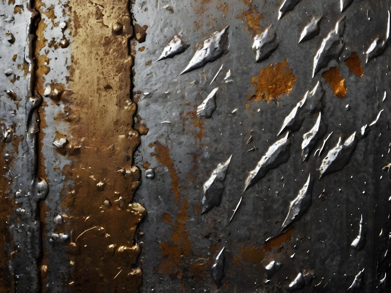 A macro shot of worn metal with visible dirt and scratch marks. photo