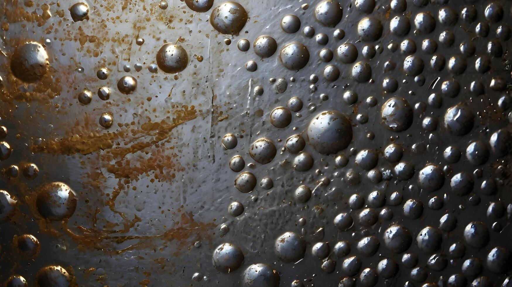 A tight shot of bubbled welding residue on a metallic surface. photo