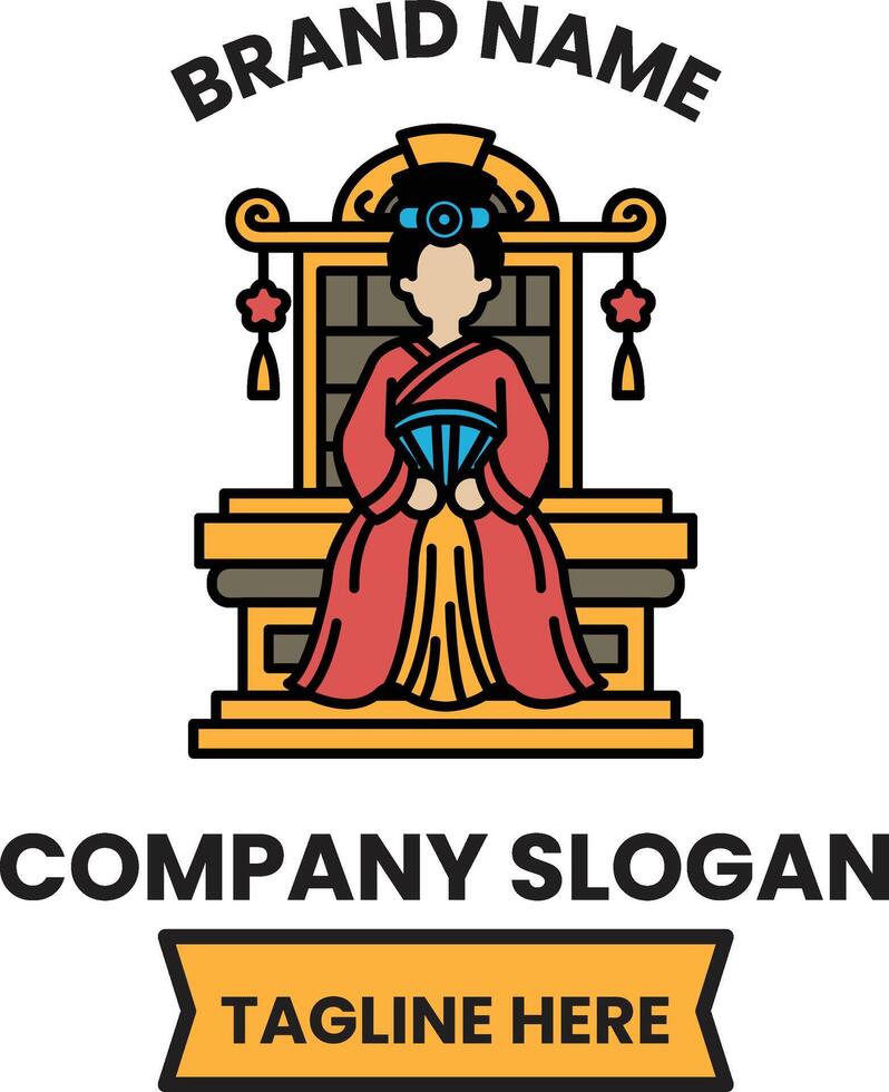 A woman in a red dress sitting on a throne vector