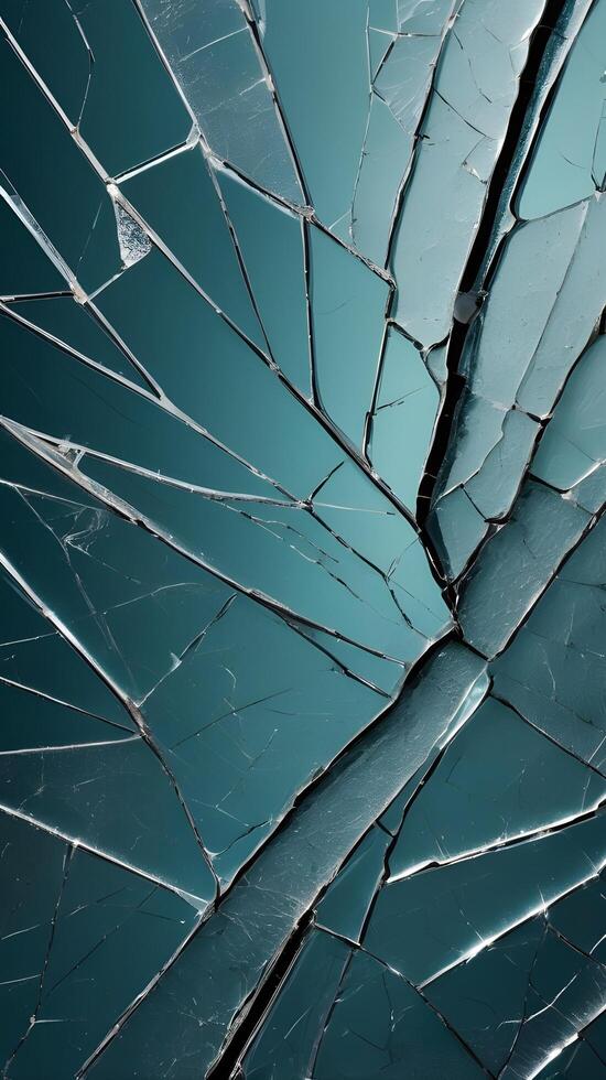 A highly detailed macro of cracked glass with intricate, web-like fissures. photo
