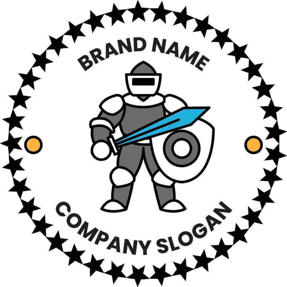 knight with a sword and shield is the logo vector