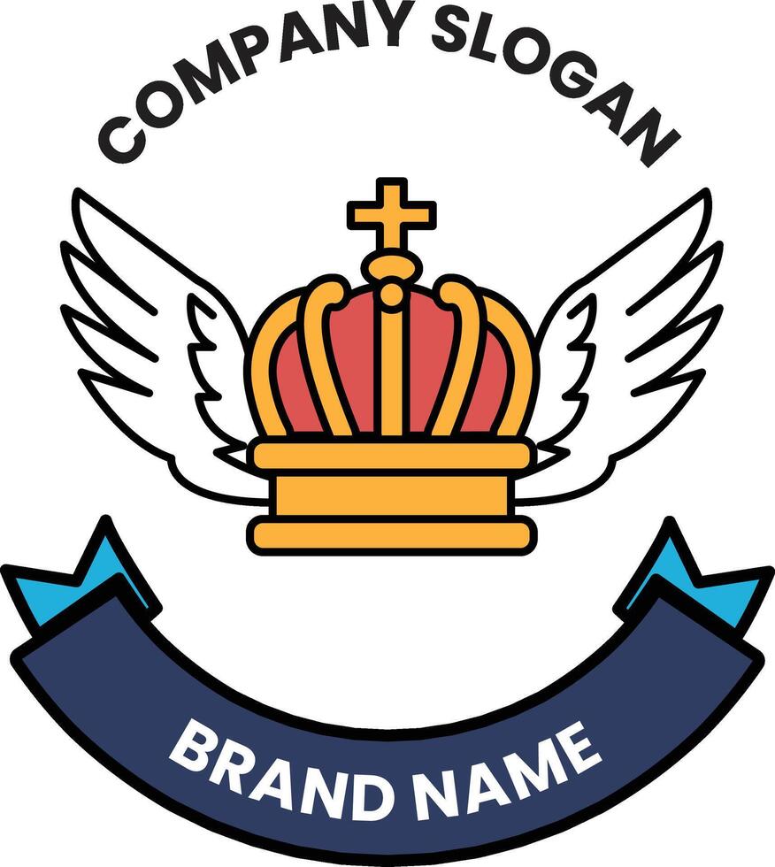 crown with wings and a cross vector