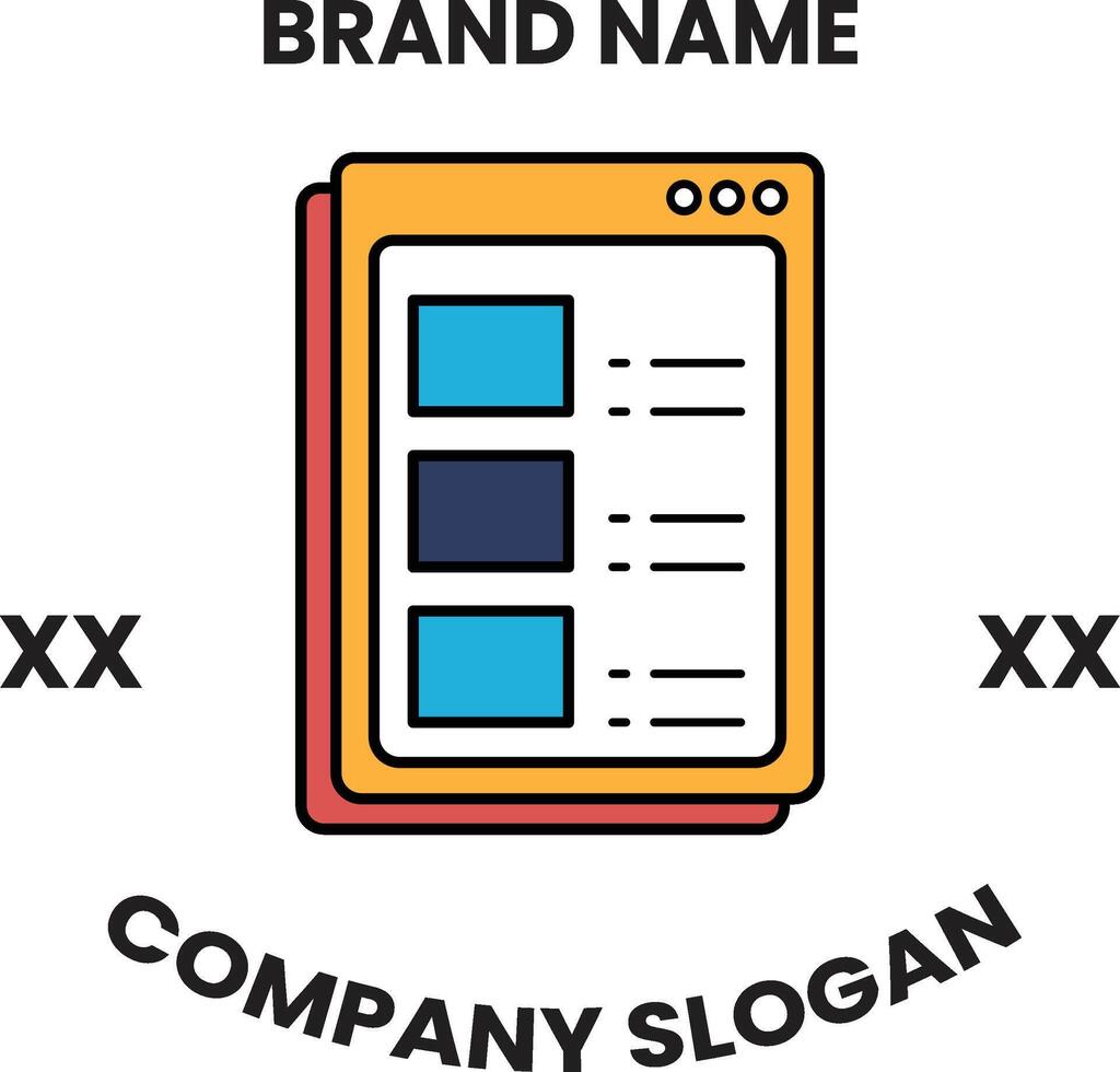 A company logo with a yellow and orange background and a blue and white design vector