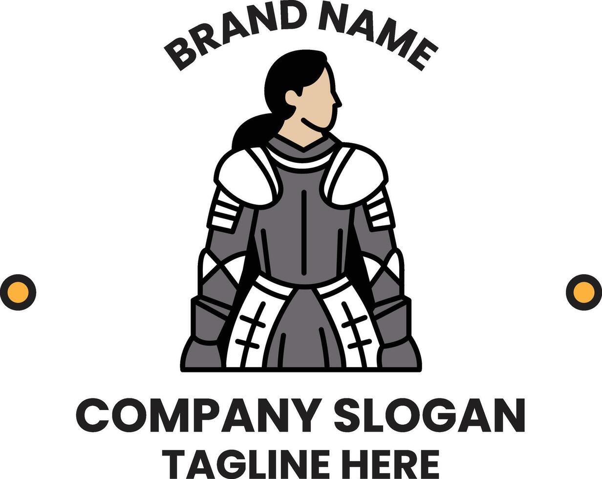 woman in a suit with shield on her back vector