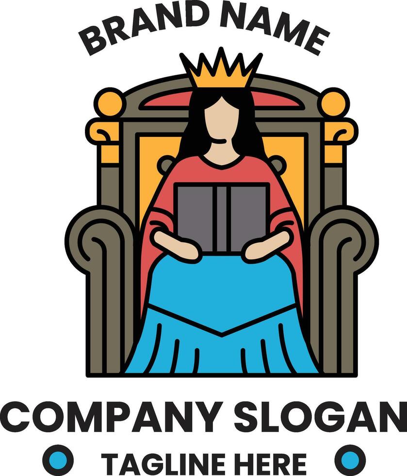 A woman sitting on a throne with a book in her lap vector
