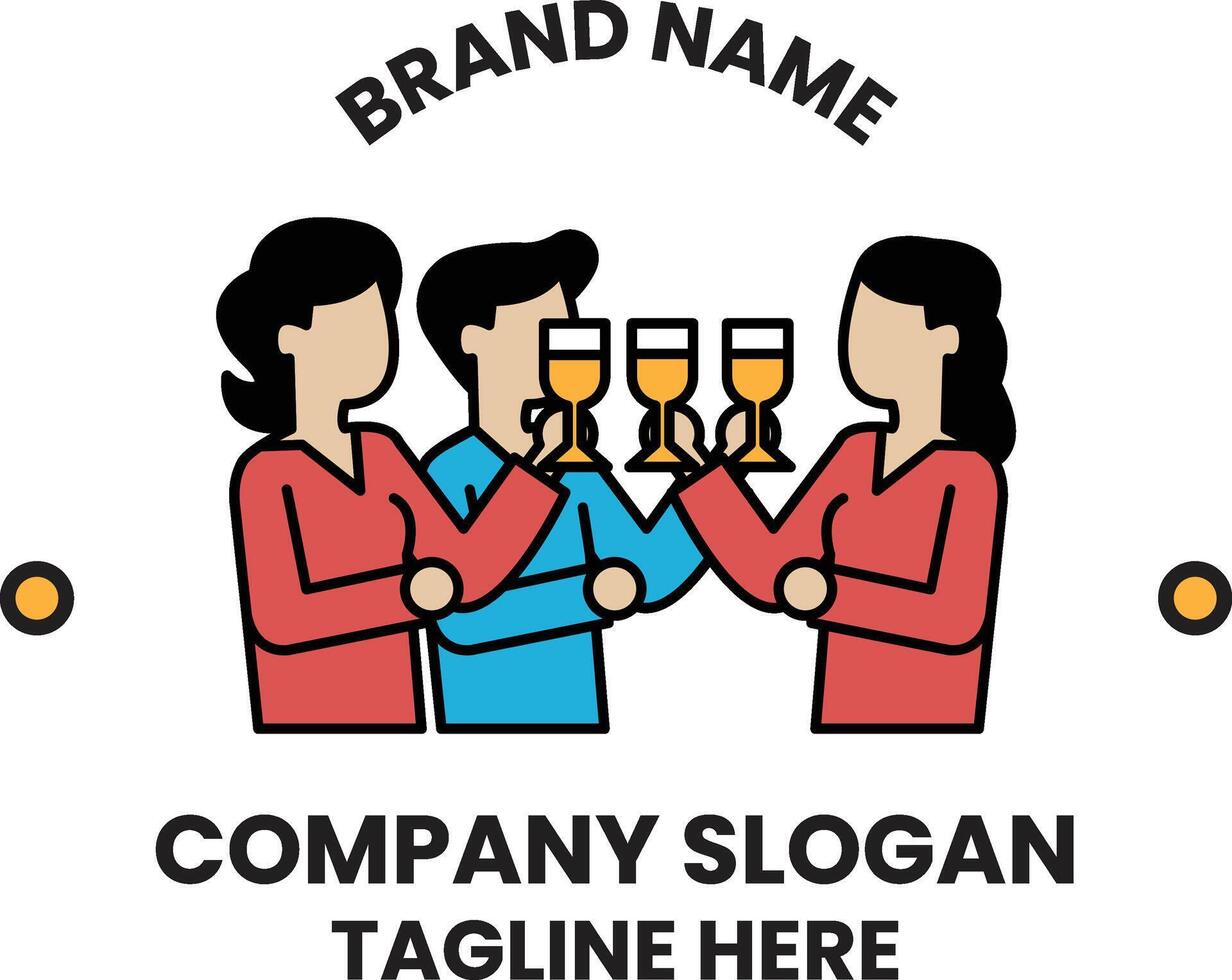 Three people are holding glasses and smiling vector