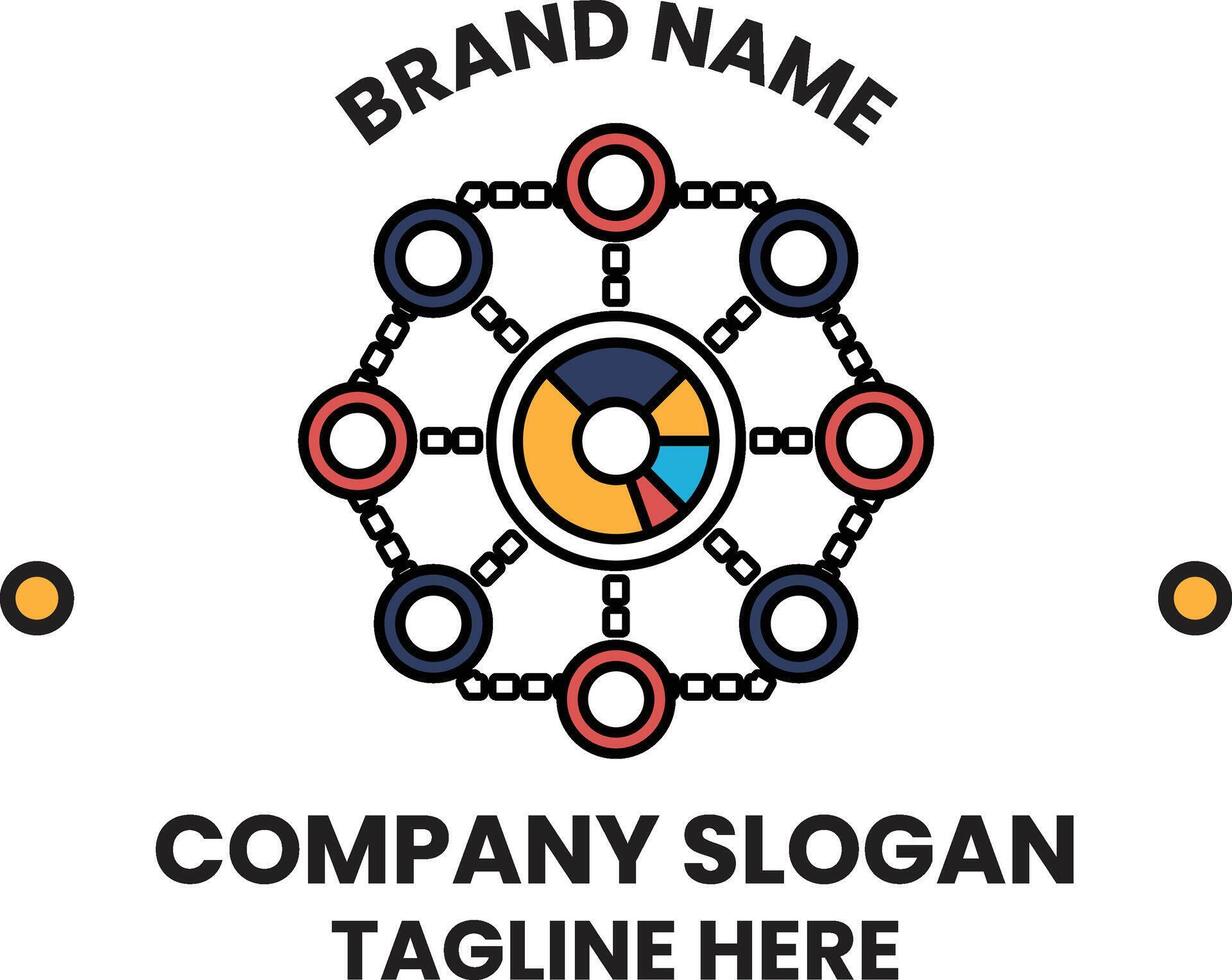 A logo with a lot of circles and a brand name vector