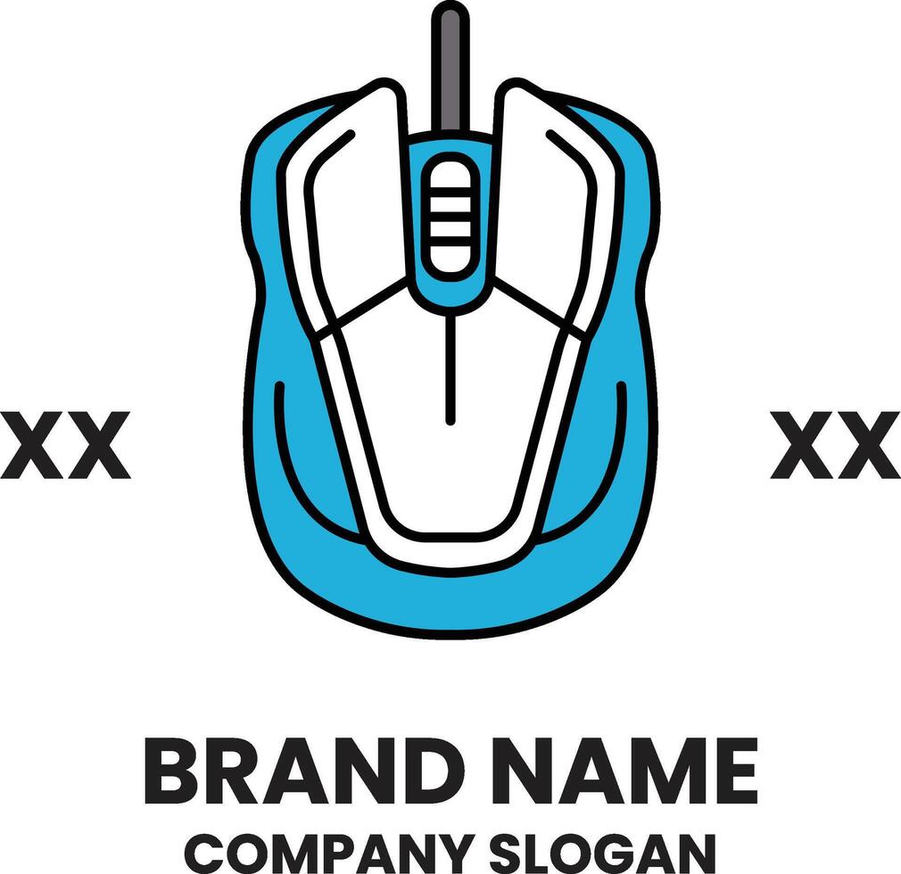 A blue and white mouse with a blue handle vector