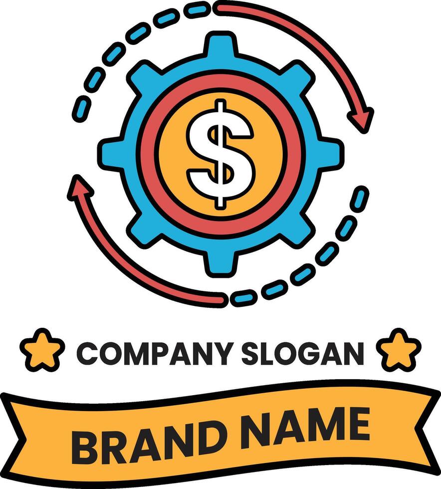 graphic of a gear with a dollar sign in the middle vector