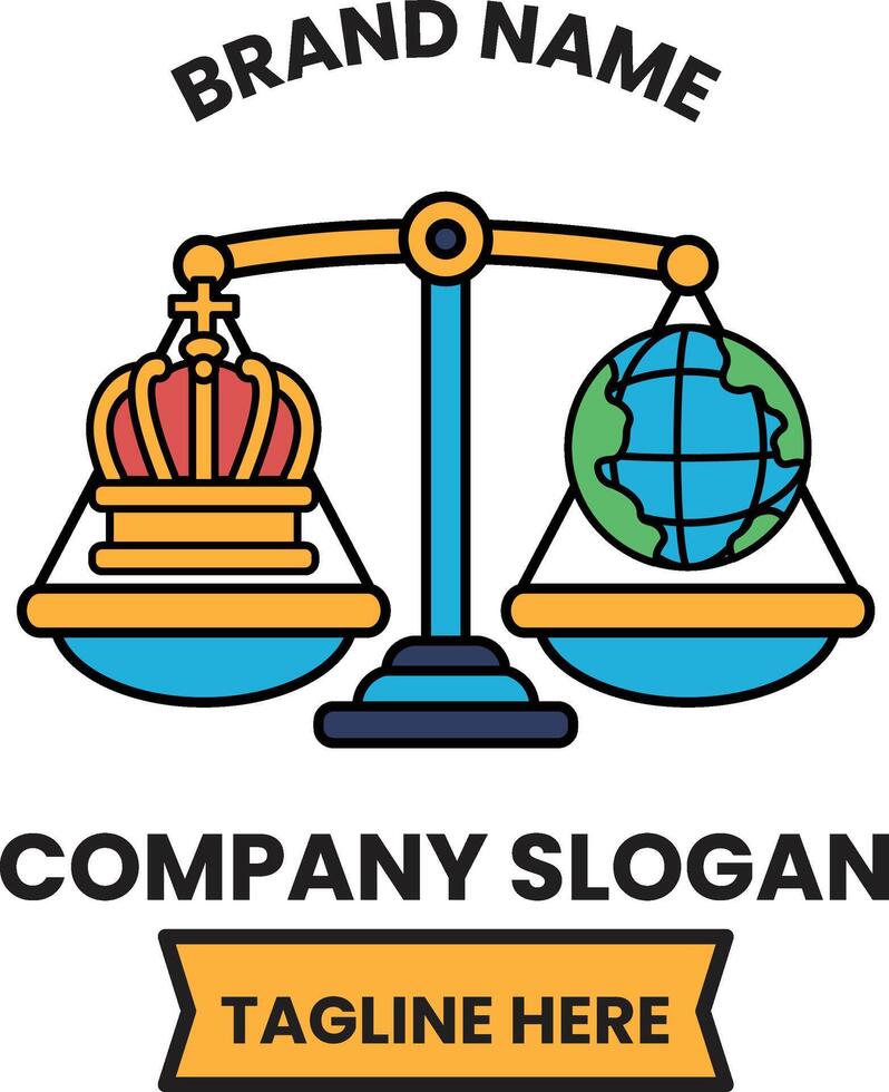 scale with a crown on one side and a globe on the other vector