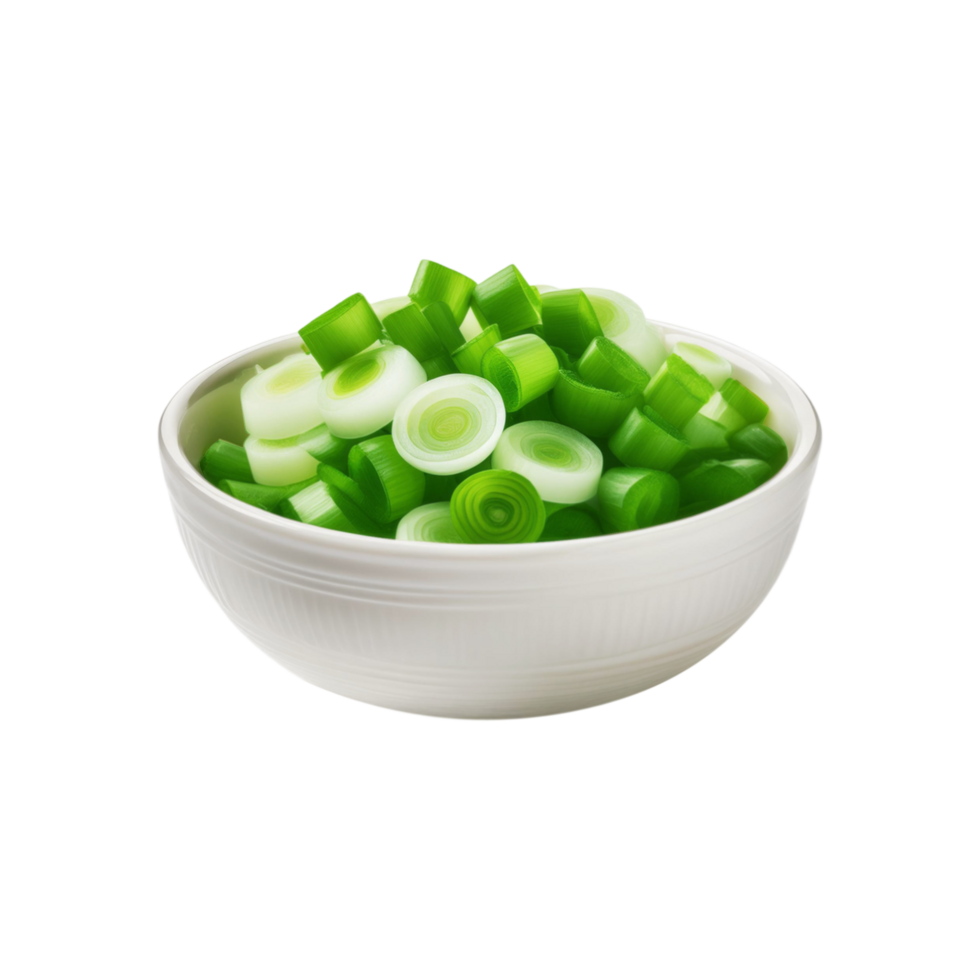 Fresh sliced onion spring bowl on transparent background png