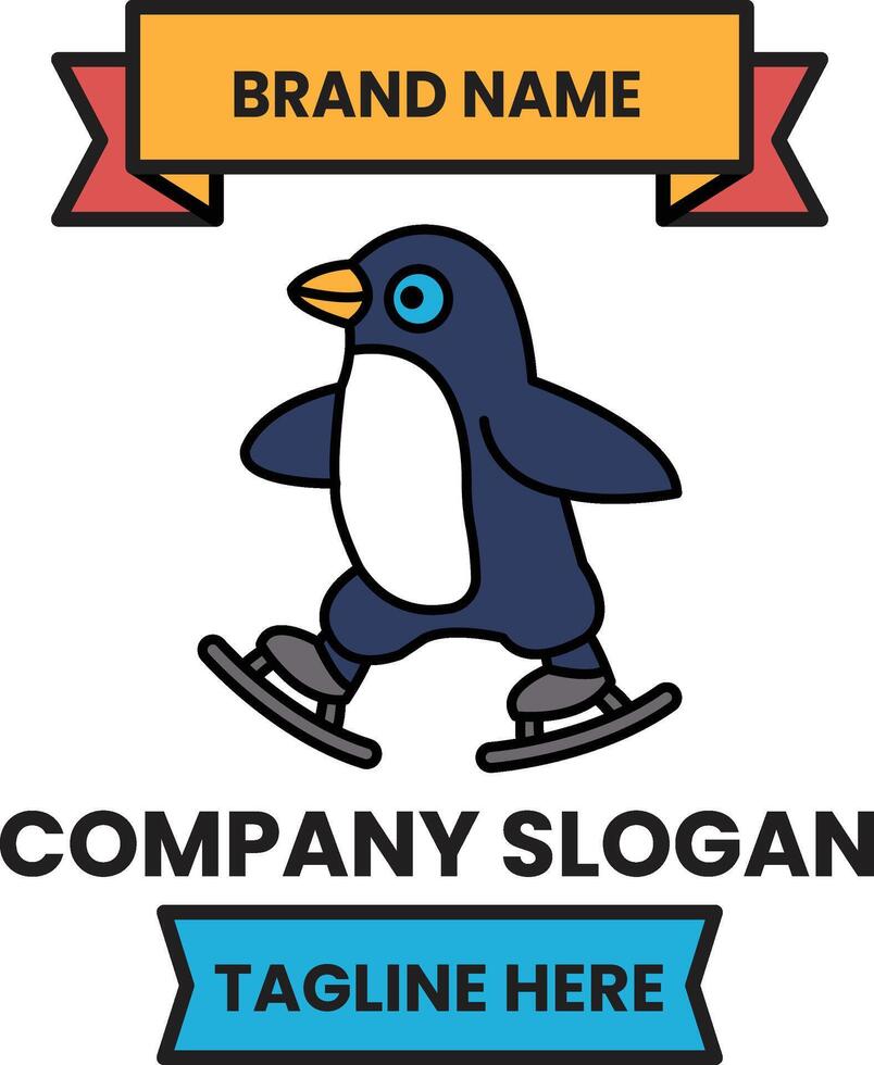 A penguin is skating on ice vector