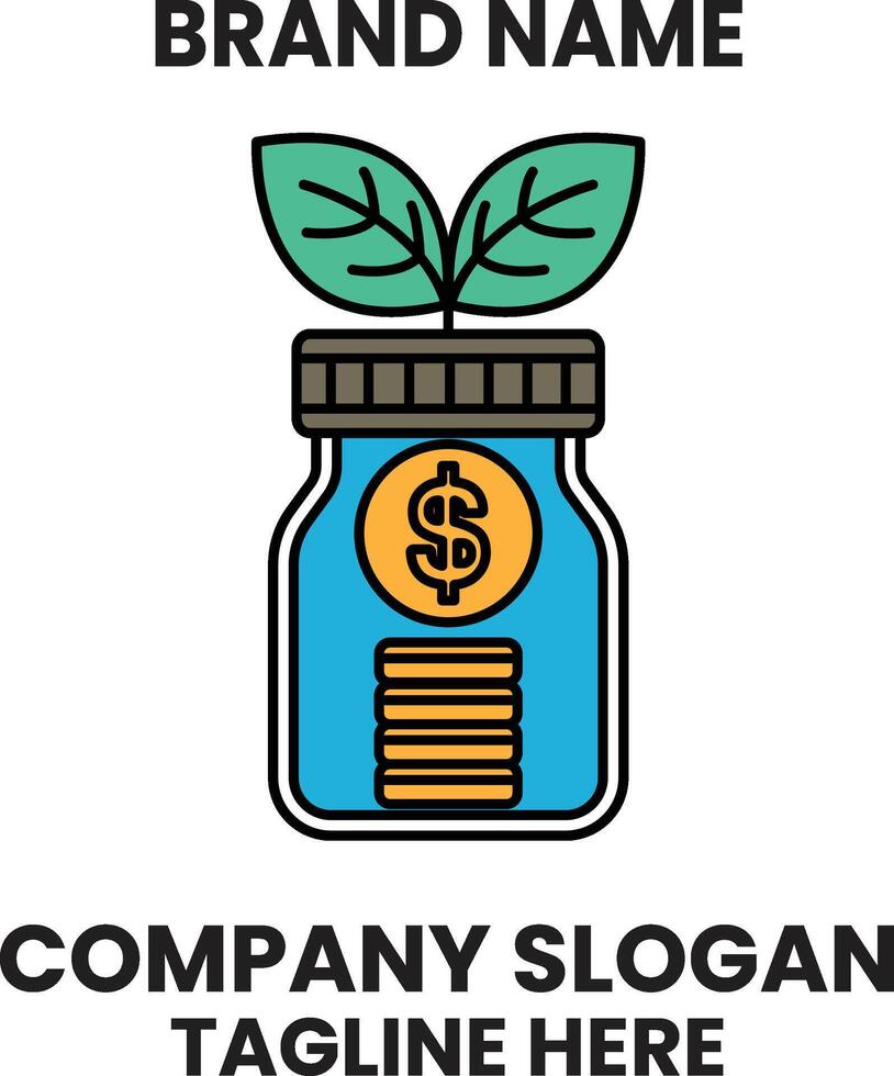 A jar with a plant in it and a dollar sign on it vector