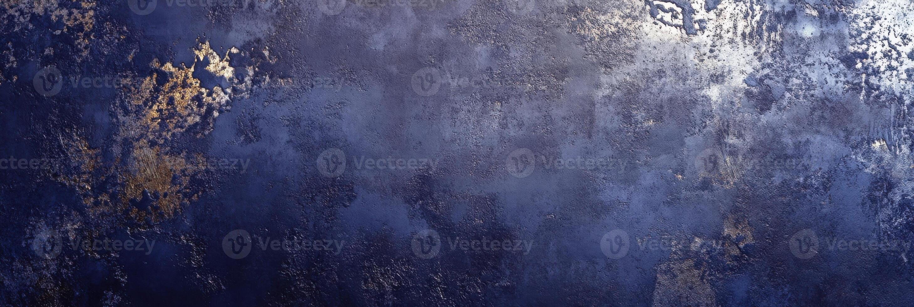Textured blue and gold abstract background with metallic accents photo