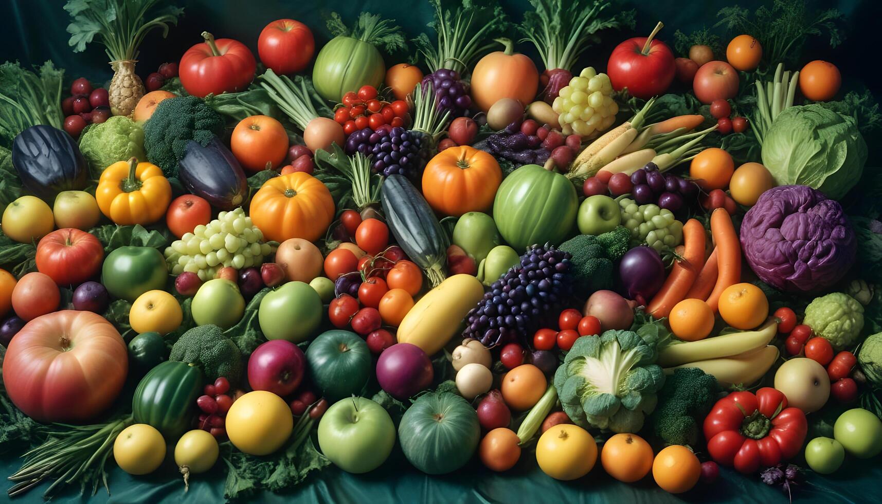 A large pile of different types of fruits and vegetables photo