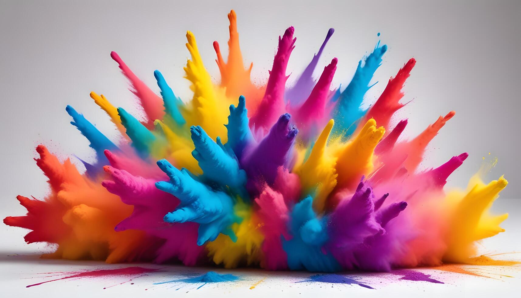 Colorful powder explosion on white background photo