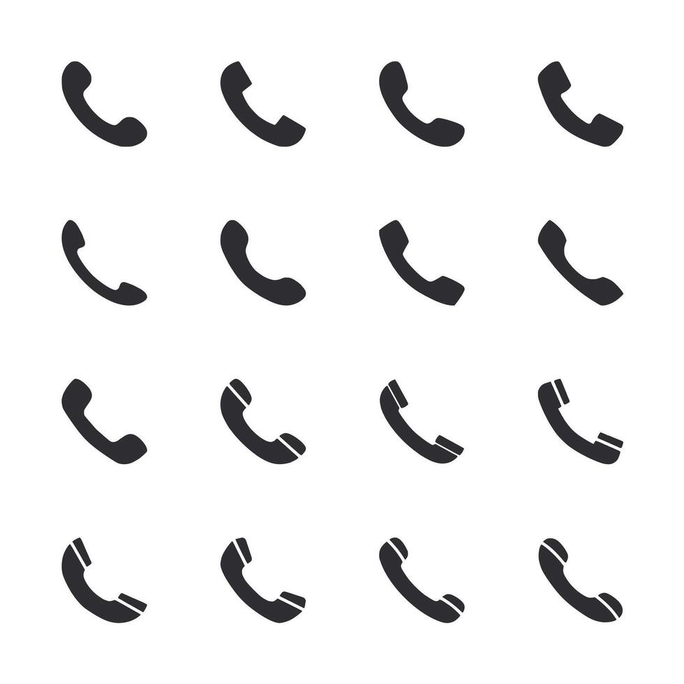 A set of black and white phone icons vector